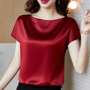 O pescoço senhora camiseta blusa primavera feminina casual cor sólida manga curta blusas camisas soltas pulôver túnica blusas roupas femininas