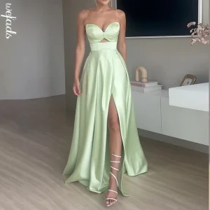 Ellafads feminino maxi vestido de verão ombro sem mangas recorte fenda sem costas amarrar cortada cintura vestido de festa