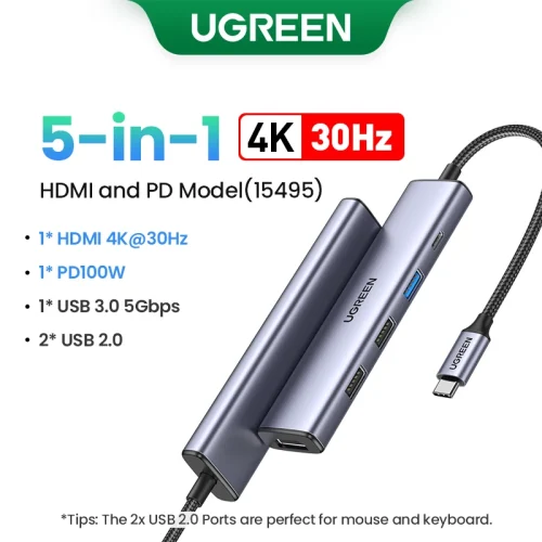 UGREEN Dual HDMI USB-C HUB 8K 4K Adaptador HDMI 10 em 1 Divisor com RJ45 USB3.0 PD 100W Dock para MacBook Pro Air Laptop USB HUB - Imagem 12
