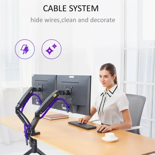 Nb nova mola a gás f160 17 "-27" 30 "suporte de monitor duplo braço desktop 360 girar suporte de computador 2-9kg suporte de monitor porta usb3.0 - Imagem 43
