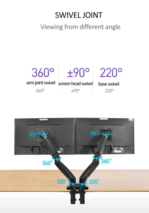 Nb nova mola a gás f160 17 "-27" 30 "suporte de monitor duplo braço desktop 360 girar suporte de computador 2-9kg suporte de monitor porta usb3.0 - Imagem 39