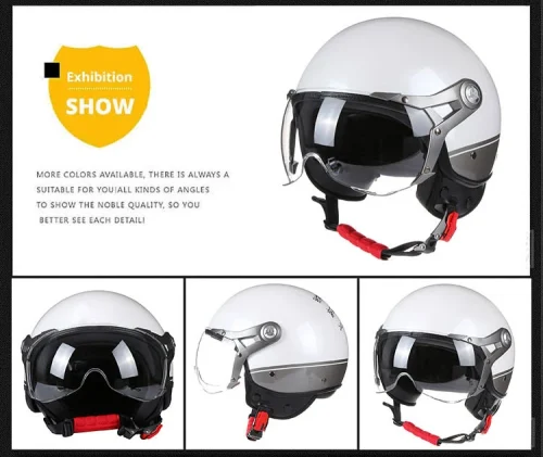 Vintage tt & cocascos capacete da motocicleta jet com viseira moto equitação 3/4 aberto meio capacete retro scooter capacete moto - Imagem 24