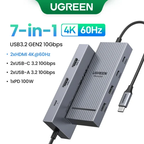 UGREEN Dual HDMI USB-C HUB 8K 4K Adaptador HDMI 10 em 1 Divisor com RJ45 USB3.0 PD 100W Dock para MacBook Pro Air Laptop USB HUB - Imagem 13