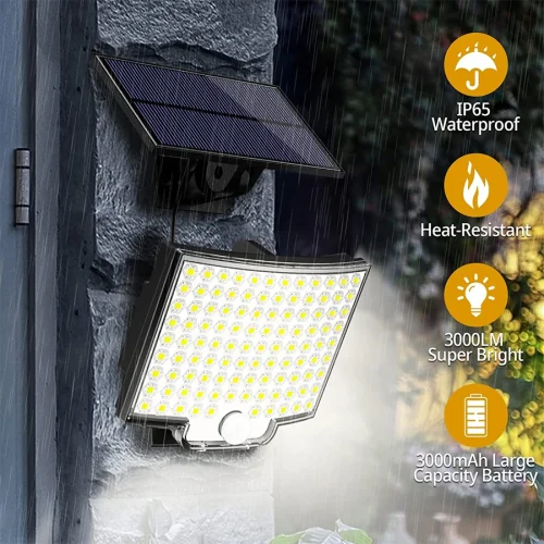 106/318 LED luz solar ao ar livre 328 holofotes LED IP65 à prova d'água sensor de movimento luzes de segurança de inundação solar humana 3 modos - Imagem 20