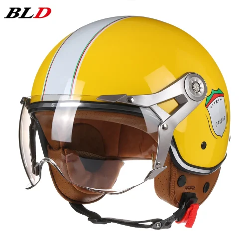 Vintage tt & cocascos capacete da motocicleta jet com viseira moto equitação 3/4 aberto meio capacete retro scooter capacete moto - Imagem 4