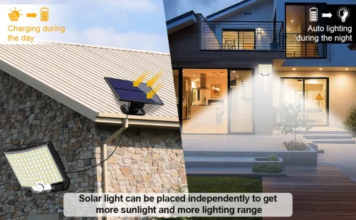 106/318 LED luz solar ao ar livre 328 holofotes LED IP65 à prova d'água sensor de movimento luzes de segurança de inundação solar humana 3 modos - Imagem 21