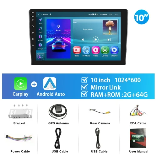 Podofo 10.1 "/9"/7 "android rádio do carro 2din multimídia player de vídeo carplay android auto estéreo do carro para toyota volkswagen hyundai - Imagem 7