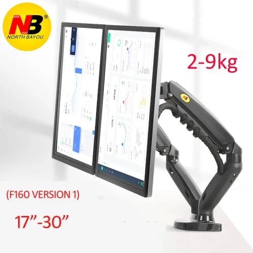 Nb nova mola a gás f160 17 "-27" 30 "suporte de monitor duplo braço desktop 360 girar suporte de computador 2-9kg suporte de monitor porta usb3.0 - Imagem 11