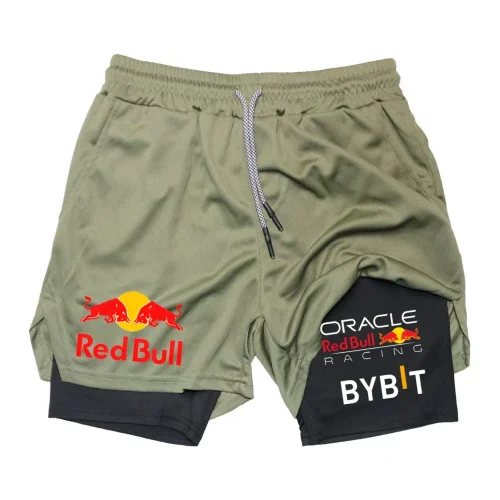New Men's 2-in-1 Red Bull Sports Shorts Breathable Casual Quick Drying Double-layer Summer Running M-5XL - Imagem 10