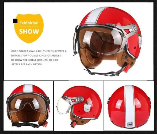 Vintage tt & cocascos capacete da motocicleta jet com viseira moto equitação 3/4 aberto meio capacete retro scooter capacete moto - Imagem 23