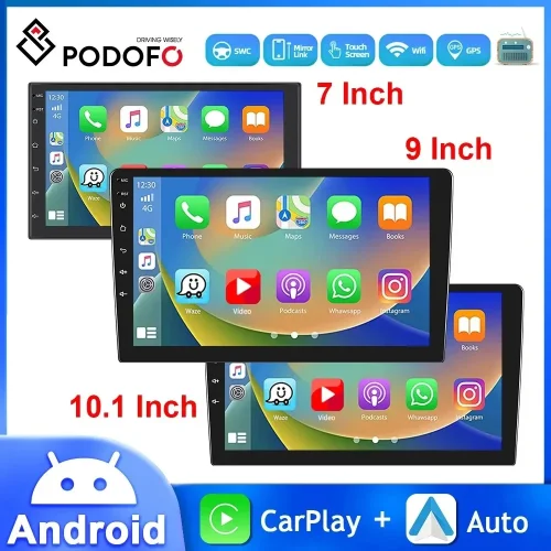 Podofo 10.1 "/9"/7 "android rádio do carro 2din multimídia player de vídeo carplay android auto estéreo do carro para toyota volkswagen hyundai