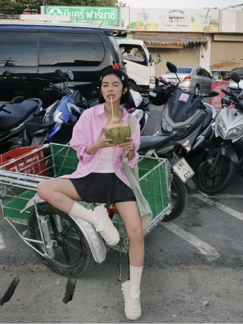 ETJ 2025 primavera feminina nova moda Europa-Americana listrada manga comprida lapela versão solta camisa popeline seleção multicolorida - Imagem 35