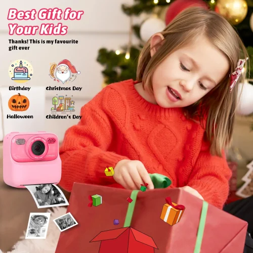 AMORUS Crianças Câmera Instantânea 1080P HD Lente Dupla Selfie Câmera Digital para Meninas Meninos Presentes de Aniversário de Natal Brinquedos Com Impressão 32G - Imagem 5