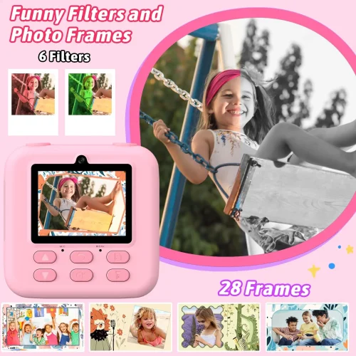 AMORUS Crianças Câmera Instantânea 1080P HD Lente Dupla Selfie Câmera Digital para Meninas Meninos Presentes de Aniversário de Natal Brinquedos Com Impressão 32G - Imagem 4