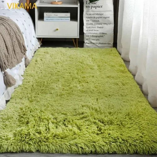 Vikama lã de seda cor sólida sala de estar quarto cabeceira sofá tapete macio casa luz luxo antiderrapante sujo resistente lavável - Imagem 6