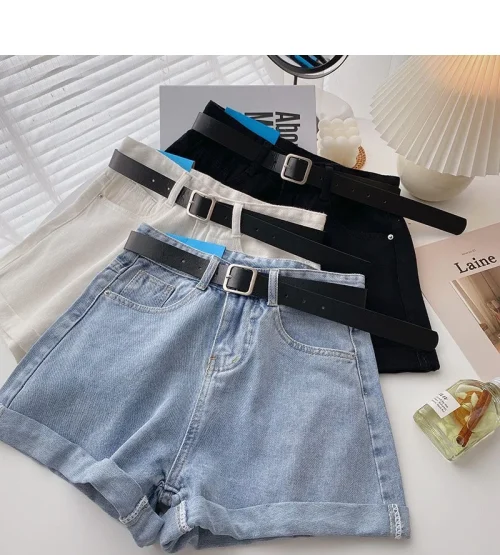 Novos shorts jeans femininos de cintura alta, verão, finos, soltos, emagrecedores, curvos, linha A, perna larga, jeans da moda, 2021 - Imagem 18