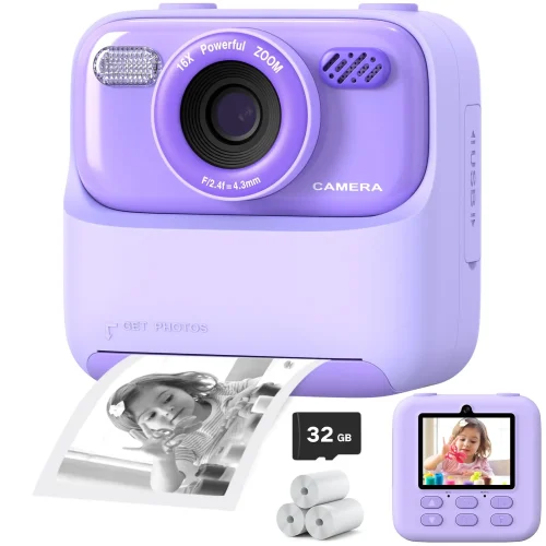 AMORUS Crianças Câmera Instantânea 1080P HD Lente Dupla Selfie Câmera Digital para Meninas Meninos Presentes de Aniversário de Natal Brinquedos Com Impressão 32G - Imagem 14