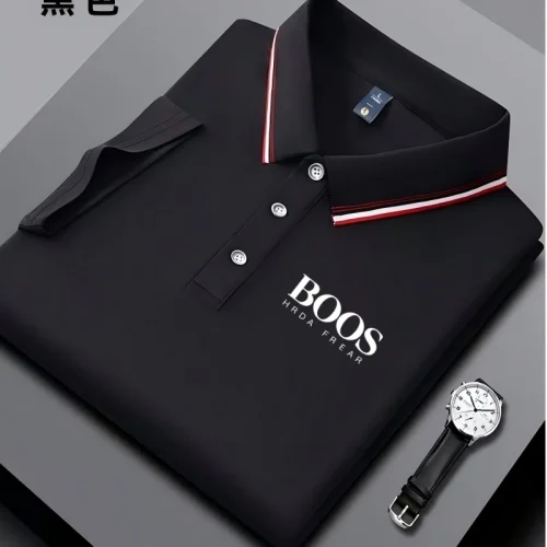 Camisa polo masculina casual de manga curta bordada, moderna, respirável, confortável e versátil - Imagem 3
