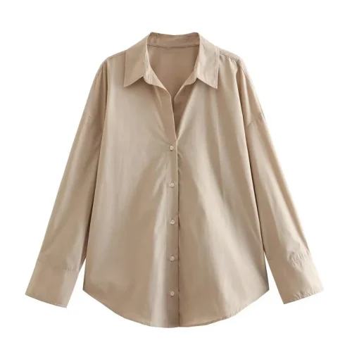 ETJ 2025 primavera feminina nova moda Europa-Americana listrada manga comprida lapela versão solta camisa popeline seleção multicolorida - Imagem 10