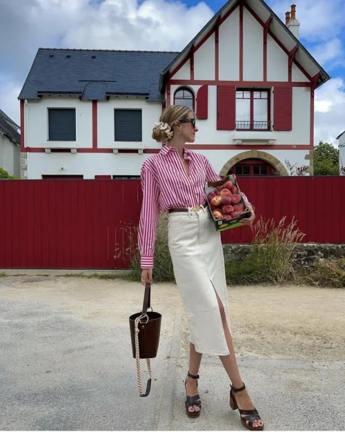 ETJ 2025 primavera feminina nova moda Europa-Americana listrada manga comprida lapela versão solta camisa popeline seleção multicolorida - Imagem 5