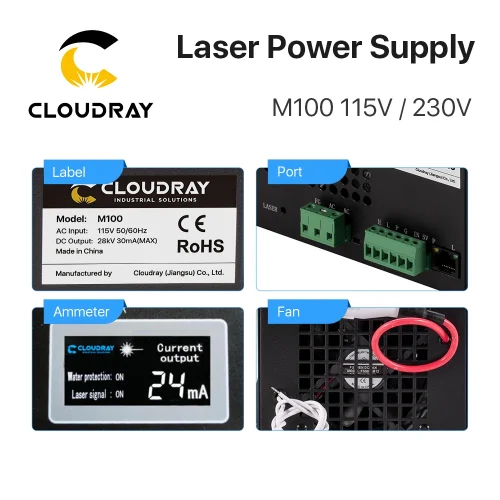 Cloudray-Fonte de Alimentação Laser para Gravação e Corte, CO2, M100W, 80-100W - Imagem 3