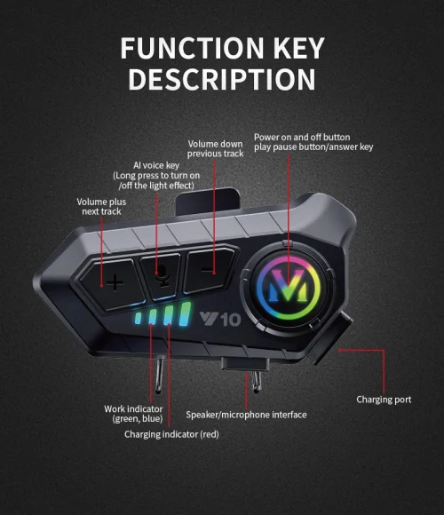 Y10 capacete de motocicleta fone de ouvido Bluetooth conectar 2 telefones ao mesmo tempo IPX6 à prova d'água as grandes baterias 48 horas - Imagem 19