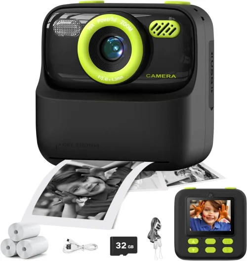 AMORUS Crianças Câmera Instantânea 1080P HD Lente Dupla Selfie Câmera Digital para Meninas Meninos Presentes de Aniversário de Natal Brinquedos Com Impressão 32G - Imagem 8