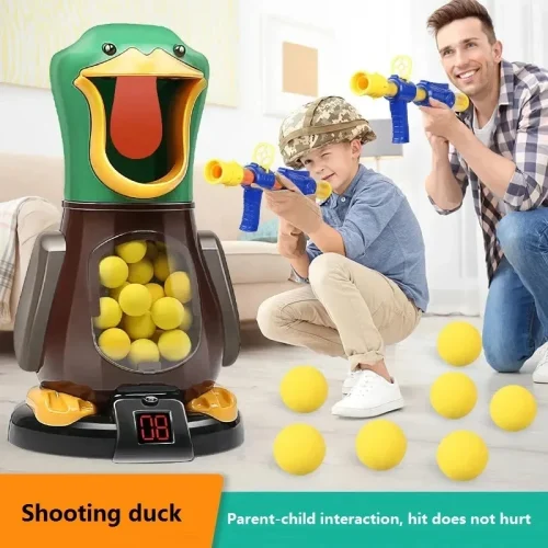 Brinquedos de pato de tiro com fome, jogo de alvo de tiro infantil, arma movida a ar, bala macia e pontuação eletrônica, brinquedos de pato removíveis - Imagem 3