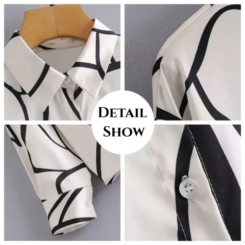 Moda de luxo camisas femininas topos textura listrado impressão camisas femininas primavera nova 2025 manga longa camisa escritório negócios - Imagem 20