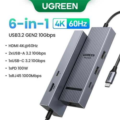 UGREEN Dual HDMI USB-C HUB 8K 4K Adaptador HDMI 10 em 1 Divisor com RJ45 USB3.0 PD 100W Dock para MacBook Pro Air Laptop USB HUB - Imagem 19