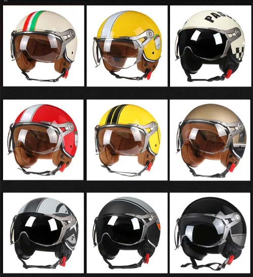 Vintage tt & cocascos capacete da motocicleta jet com viseira moto equitação 3/4 aberto meio capacete retro scooter capacete moto - Imagem 18