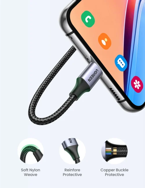 UGREEN-USB Tipo C Cabo de carregamento rápido de dados, 3A, 18W, apto para Xiaomi, Samsung Galaxy S24, iPhone 15, iPad, Poco - Imagem 19