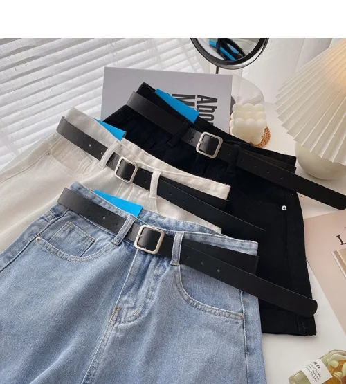 Novos shorts jeans femininos de cintura alta, verão, finos, soltos, emagrecedores, curvos, linha A, perna larga, jeans da moda, 2021 - Imagem 19