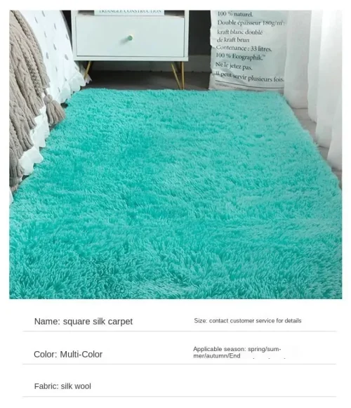 Vikama lã de seda cor sólida sala de estar quarto cabeceira sofá tapete macio casa luz luxo antiderrapante sujo resistente lavável - Imagem 14