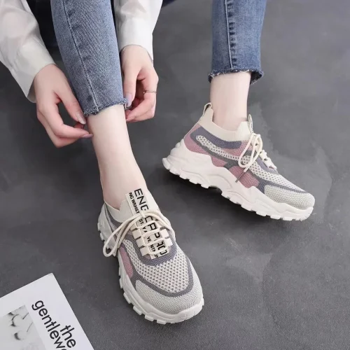 2025 Spring New Ultra-light Running Shoes Sports Women's Shoes Mesh Non-slip Breathable Soft-soled Lightweight Casual Shoes - Imagem 3
