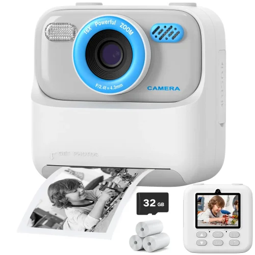 AMORUS Crianças Câmera Instantânea 1080P HD Lente Dupla Selfie Câmera Digital para Meninas Meninos Presentes de Aniversário de Natal Brinquedos Com Impressão 32G - Imagem 12
