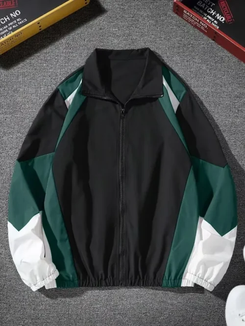 Jaqueta masculina com blocos de cores, leve, casual, para viagem, à prova de vento e resistente ao desgaste, tecido de alta qualidade, presente para namorado - Imagem 3