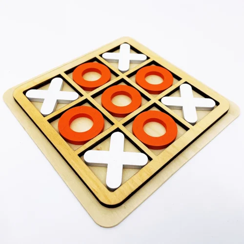 Jogo de tabuleiro Tic Tac Toe de madeira maciça – perfeito para diversão familiar e entretenimento no quintal! - Imagem 4