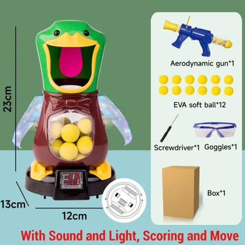 Brinquedos de pato de tiro com fome, jogo de alvo de tiro infantil, arma movida a ar, bala macia e pontuação eletrônica, brinquedos de pato removíveis - Imagem 9