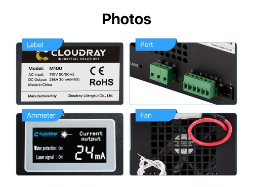 Cloudray-Fonte de Alimentação Laser para Gravação e Corte, CO2, M100W, 80-100W - Imagem 17