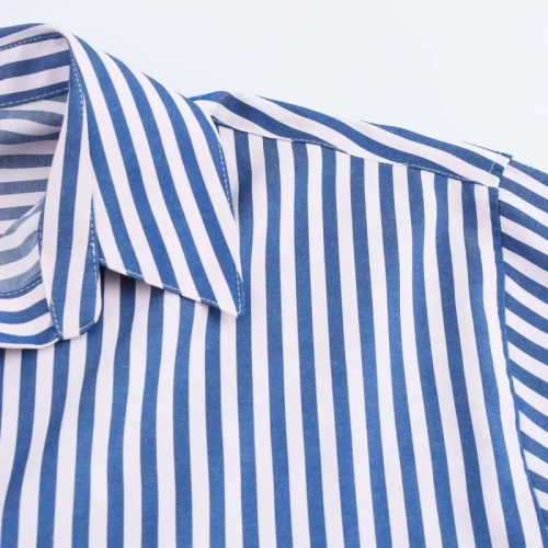 ETJ 2025 primavera feminina nova moda Europa-Americana listrada manga comprida lapela versão solta camisa popeline seleção multicolorida - Imagem 27