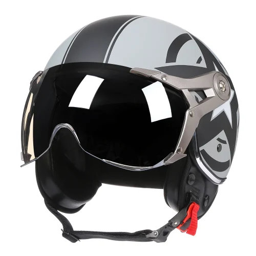 Vintage tt & cocascos capacete da motocicleta jet com viseira moto equitação 3/4 aberto meio capacete retro scooter capacete moto - Imagem 10