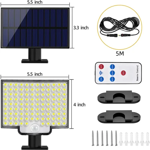 106/318 LED luz solar ao ar livre 328 holofotes LED IP65 à prova d'água sensor de movimento luzes de segurança de inundação solar humana 3 modos - Imagem 22