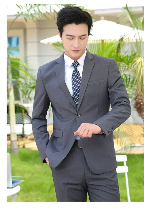 Novo (blazer + calças) moda masculina negócios cavalheiro estilo italiano fino cor sólida terno profissional casamento noivo melhor homem terno - Imagem 13