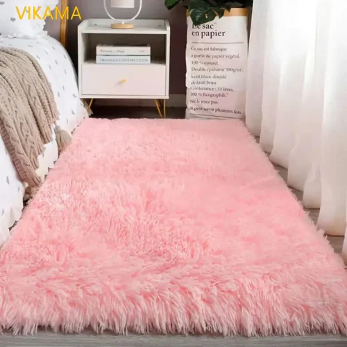 Vikama lã de seda cor sólida sala de estar quarto cabeceira sofá tapete macio casa luz luxo antiderrapante sujo resistente lavável - Imagem 7