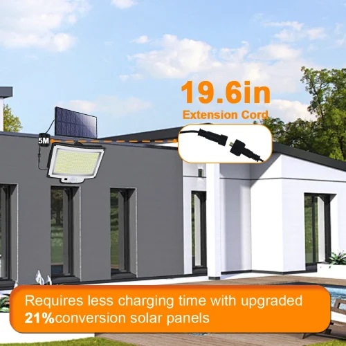 106/318 LED luz solar ao ar livre 328 holofotes LED IP65 à prova d'água sensor de movimento luzes de segurança de inundação solar humana 3 modos - Imagem 38