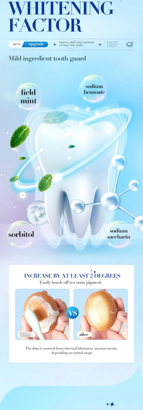 SADOER Mousse de limpeza de dentes branca brilhante, tártaro de limpeza, gengivas, dentes, cuidados de fixação de dentes orais frescos - Imagem 12