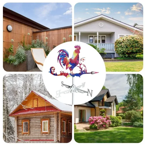 Metal Rooster Weather Vane, Decorações de animais, Wind Spinner para jardim, fazenda, quintal, decorações ao ar livre - Imagem 12