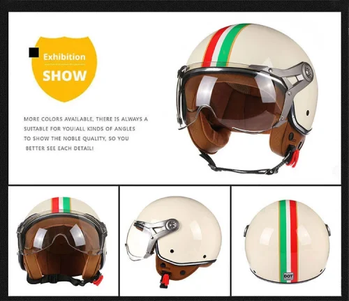 Vintage tt & cocascos capacete da motocicleta jet com viseira moto equitação 3/4 aberto meio capacete retro scooter capacete moto - Imagem 20