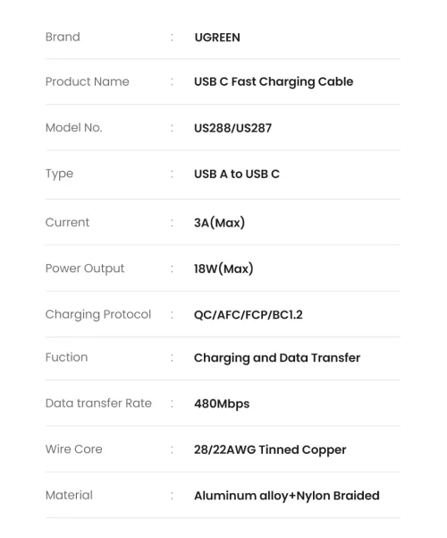 UGREEN-USB Tipo C Cabo de carregamento rápido de dados, 3A, 18W, apto para Xiaomi, Samsung Galaxy S24, iPhone 15, iPad, Poco - Imagem 29